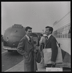 George Balanchine with Lincoln Kirstein and members of New York City Ballet, returning to New York City after performing in England