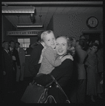 George Balanchine with Lincoln Kirstein and members of New York City Ballet, returning to New York City after performing in England