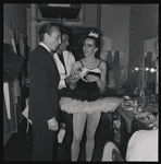 George Balanchine backstage after Capriccio Brillante with Maria Tallchief and Andre Eglevsky