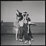 Robert Barnett, Frank Hobi and Walter Georgov lifting Janet Reed with Ruthanna Boris during rehearsal of Cakewalk