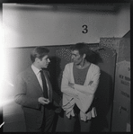 Jerome Robbins, with Jean Babilée after a performance of Balanchine's Tyl Ulenspiegel at the City Center