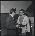 Jerome Robbins, with Jean Babilée after a performance of Balanchine's Tyl Ulenspiegel at the City Center