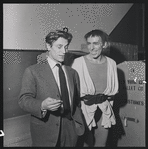 Jerome Robbins, with Jean Babilée after a performance of Balanchine's Tyl Ulenspiegel at the City Center