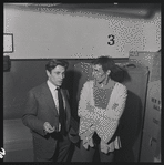 Jerome Robbins, with Jean Babilée after a performance of Balanchine's Tyl Ulenspiegel at the City Center