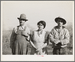 Fruit farmer, his wife and son. Placer County, California. He has owned his eighty acre farm for about thirty-four years. "It's pretty but what's it good for? The trees aren't worth the land they stand on," he says