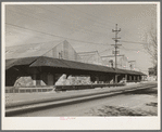 Packing sheds of the Loomis Fruit Association cooperative, forty years in existence. Loomis, Placer County, California