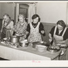 Dishing up dinner for the members of the Loomis Fruit Association cooperative who are holding their fortieth annual meeting. Loomis, California. Placer County