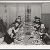 Members of the Loomis Fruit Association cooperative at dinner after their fortieth annual meeting. Loomis, California