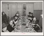 Members of the Loomis Fruit Association cooperative at dinner after their fortieth annual meeting. Loomis, California