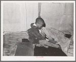 Little boy putting on his shoes. Chicago, Illinois