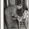 Mr. Browning washes for dinner. He is a (Farm Security Administration) rehabilitation borrower. Dead Ox Flat, Malheur County, Oregon