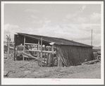 Shed on farm of Mr. White, FSA (Farm Security Administration) rehabilitation borrower. Dead Ox Flat. Corn stalks are used on north wall of the shed for protection