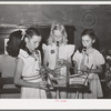 Schoolgirls give a musical number at the 4-H Club Spring fair. Adrian, Oregon
