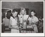 Schoolgirls give a musical number at the 4-H Club Spring fair. Adrian, Oregon