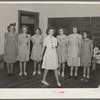 Style show by schoolgirls of dresses they made. 4-H Club Spring fair. Adrian, Oregon