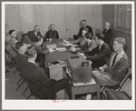 Meeting of managers of the FSA (Farm Security Administration) migratory labor camps in Idaho, both permanent and mobile. Caldwell camp, Idaho