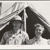 Newly-arrived farmer and his wife on the Vale-Owyhee irrigation project. Malheur County, Oregon. He tried to get a FSA (Farm Security Administration) loan, but was refused and says it'll be harder without the loan but he guesses he'll make it