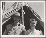 Newly-arrived farmer and his wife on the Vale-Owyhee irrigation project. Malheur County, Oregon. He tried to get a FSA (Farm Security Administration) loan, but was refused and says it'll be harder without the loan but he guesses he'll make it