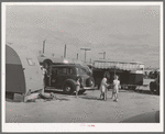 Crowded trailer court. This court has too many trailers for the space alloted them, sanitary facilities are inadequate. It will probably be condemned by the board of health. San Diego, California