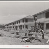 Houses under construction at the Navy defense housing project for enlisted men in the Marines and Navy. San Diego, California