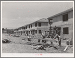 Houses under construction at the Navy defense housing project for enlisted men in the Marines and Navy. San Diego, California