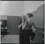 Pierre Vladimiroff instructing unidentified student at the School of American Ballet