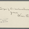 Note from Willa Cather, 1926