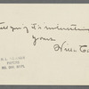 Note from Willa Cather, 1926