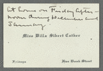 Calling card from Willa Cather