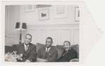 Lawrence Reddick seated between Richard Wright and Martin Luther King, Jr., at Wright's residence in Paris, France