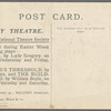 Postcard advertising first production of Spreading the News