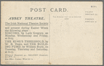 Postcard advertising first production of Spreading the News