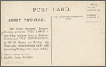 Postcard advertising production of The Hour Glass by W.B. Yeats