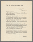 Letter from the Rt. Hon. Mr. Justice Ross