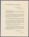 Letter from the Rt. Hon. Mr. Justice Ross