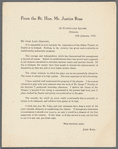 Letter from the Rt. Hon. Mr. Justice Ross
