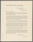 Letter from the Rt. Hon. Mr. Justice Ross