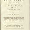 Plan of a settlement to be made near Sierra Leona, on the Grain Coast of Africa