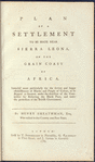 Plan of a settlement to be made near Sierra Leona, on the Grain Coast of Africa