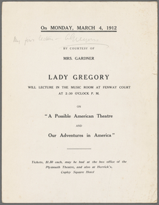Lady Gregory collection uncataloged material