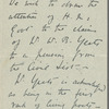 Civil list pension for William Butler Yeats