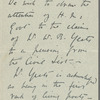 Civil list pension for William Butler Yeats