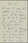 Civil list pension for William Butler Yeats
