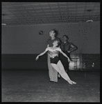 George Balanchine, Janet Reed and Andre Eglevsky during rehearsal of Á La Française