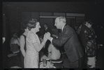 Harold Prince [right] and unidentified at opening night of stage production Cabaret