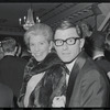 Roddy McDowall [right] and unidentified at opening night of stage production Cabaret