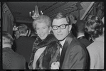 Roddy McDowall [right] and unidentified at opening night of stage production Cabaret