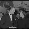 John V. Lindsay [left] and unidentified others at the opening night of stage production Cabaret