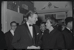 John V. Lindsay [left] and unidentified others at the opening night of stage production Cabaret