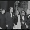 John V. Lindsay [center] Roddy McDowall, Harold Prince [right] and unidentified others at the opening night of stage production Cabaret